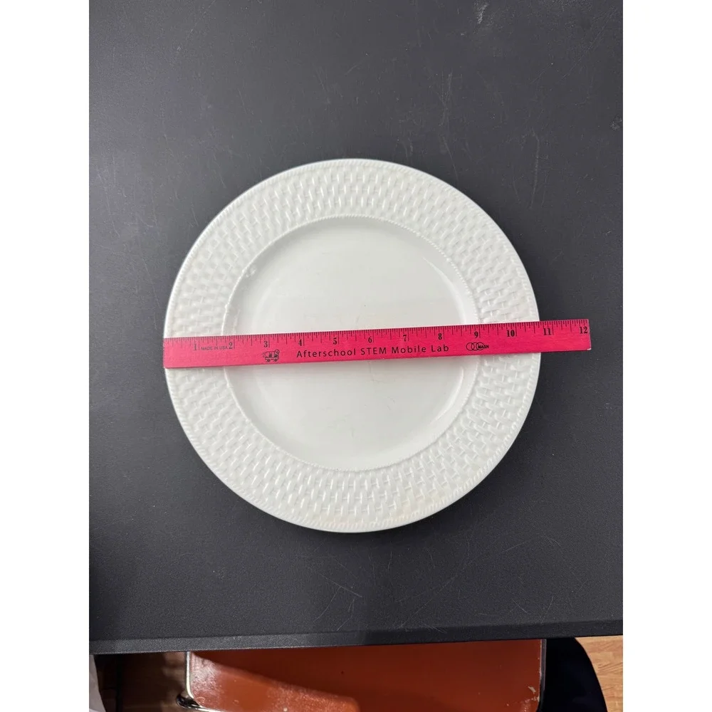 Sakura Oneida Basketweave White Stoneware Dinner Plate‎ 10.5 Inch
